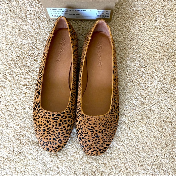 🐆SOLD🐆 NIB Madewell Cory Square Toe Flat Leopard Calf Hair Size 7 - Picture 3 of 9